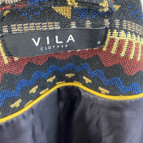 Vila Clothes Aztec Boho Multicolor Aztec SouthWestern Vinali Blazer Jacket Small - Picture 4 of 15